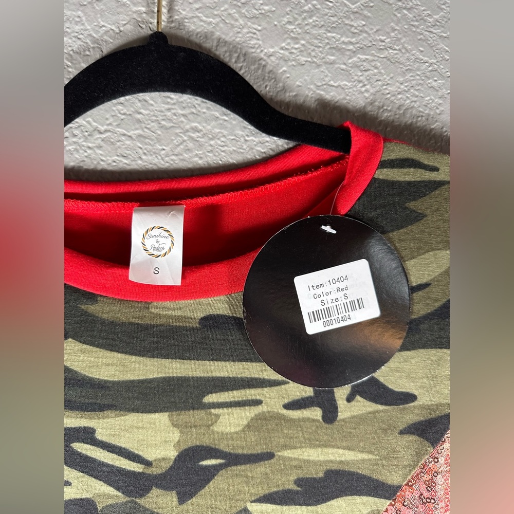 Sunshine and Rodeo Women’s Long Sleeve Red and Camo Top